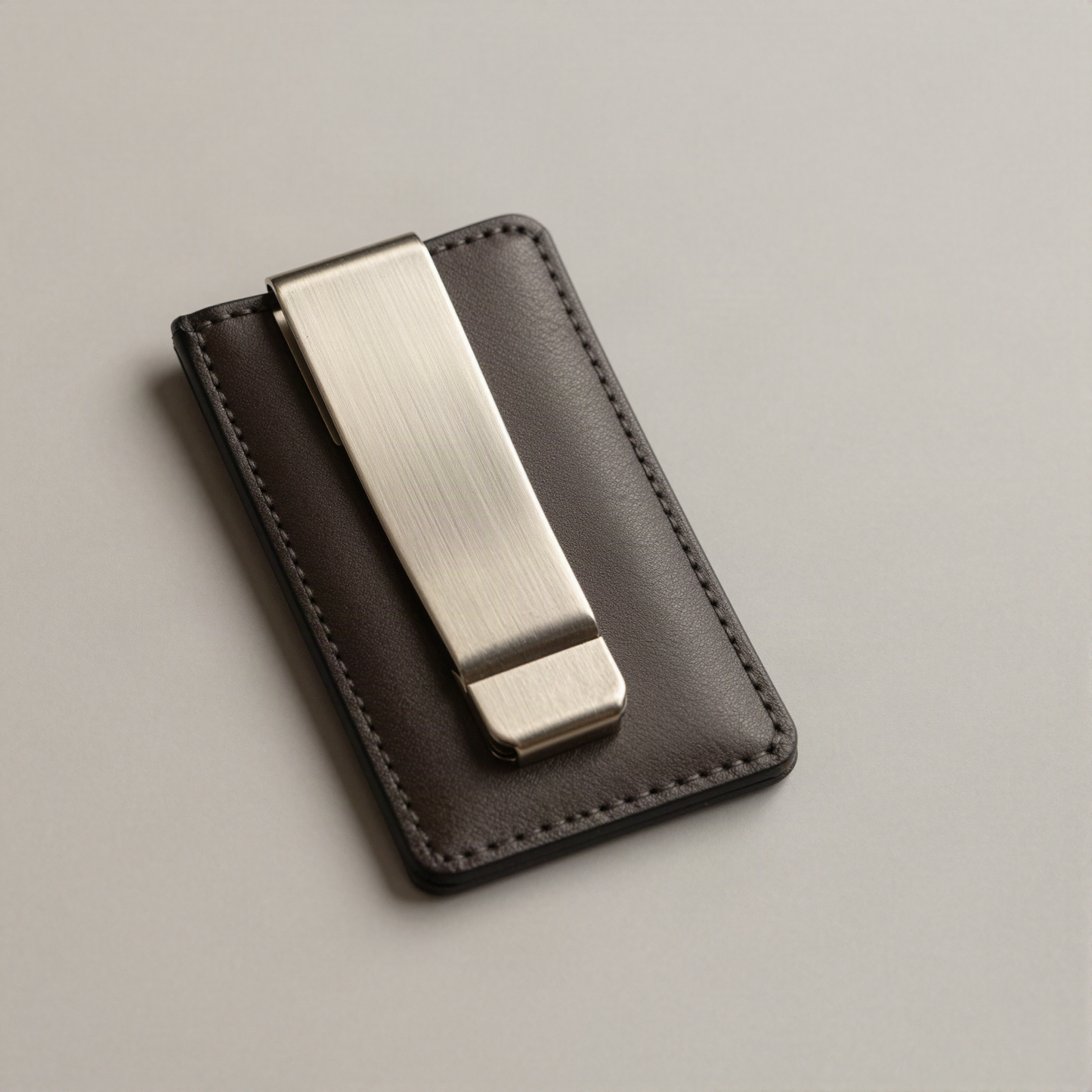 Money Clip Card Case, Brushed Steel