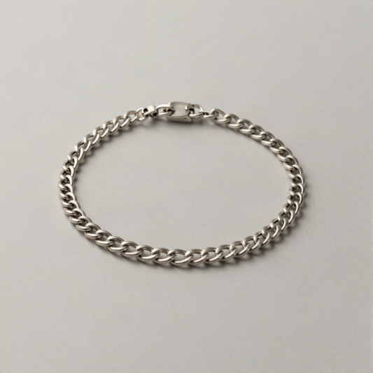 Curb Chain Bracelet, Sterling Finish