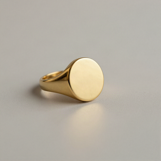 Signet Ring, Brushed Gold Tone