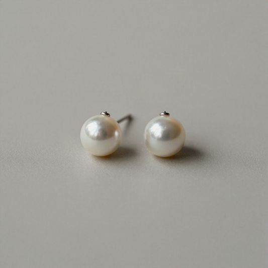 Pearl Stud Earrings, 8mm